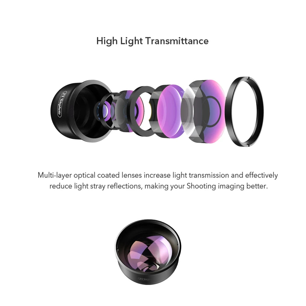 APEXEL HD 2x Telephoto Portrait Lens Professional Mobile Phone Camera Telephoto Lens for iPhone Samsung Android SmartphoneS