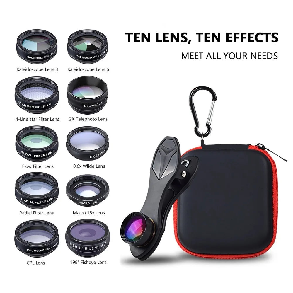 Apexel Universal 10-in-1 Phone Lens Kit