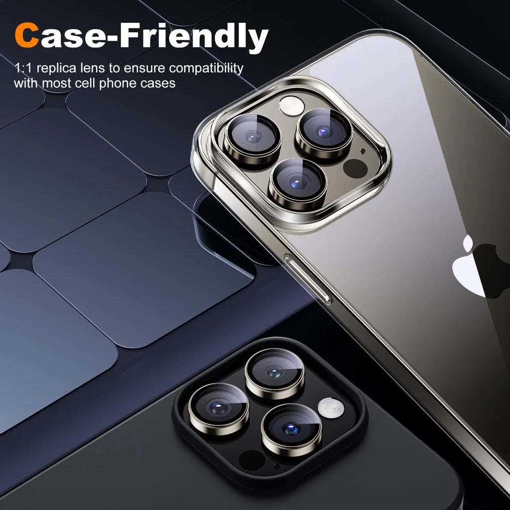 Metal Camera Lens Protector for iPhone 15 Pro Max [Keep Lens Original Design] 9H Tempered Glass Camera Cover for iPhone 15 Pro
